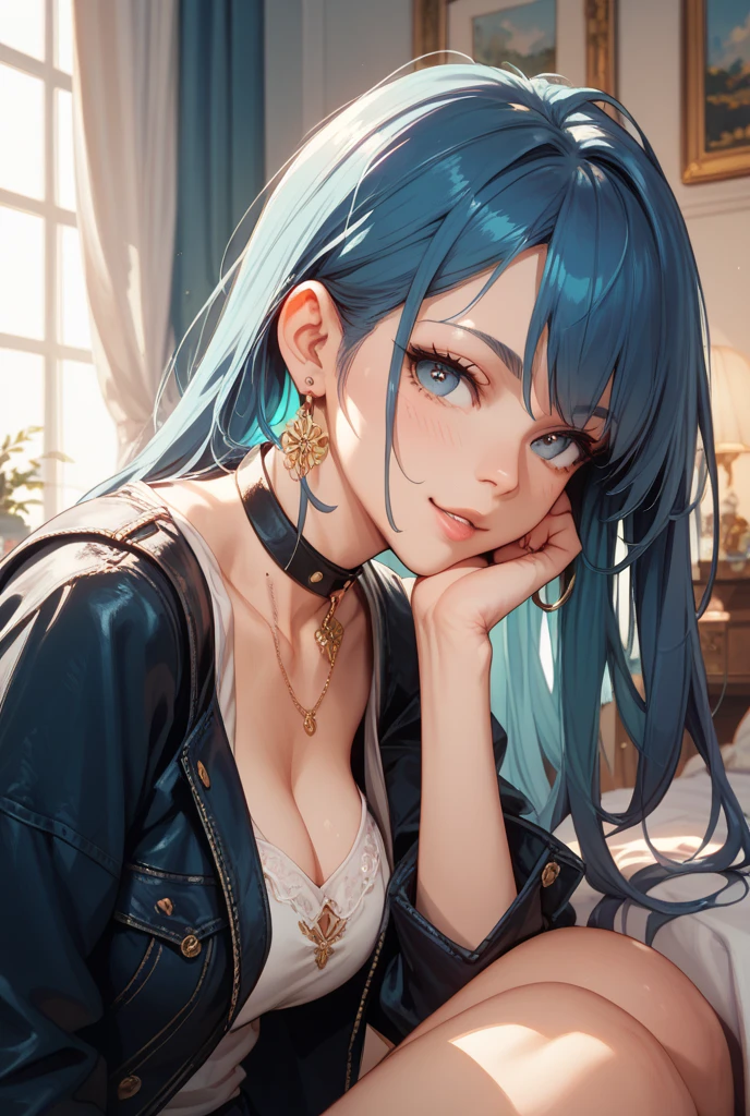 Masterpiece, highest grade, medium breasts, blue eyes, waving bangs, aquamarine blue hair, drill hair, cute witch, witch's hat, ancient magic world, fantasy world, steam, sweat, from behind, from above, (upper body :1.2), turn around, look at viewer, look up, (twist torso: 1.1), nsfw,(1boy and 1girl,between sex: 1.8)vaginal,sex