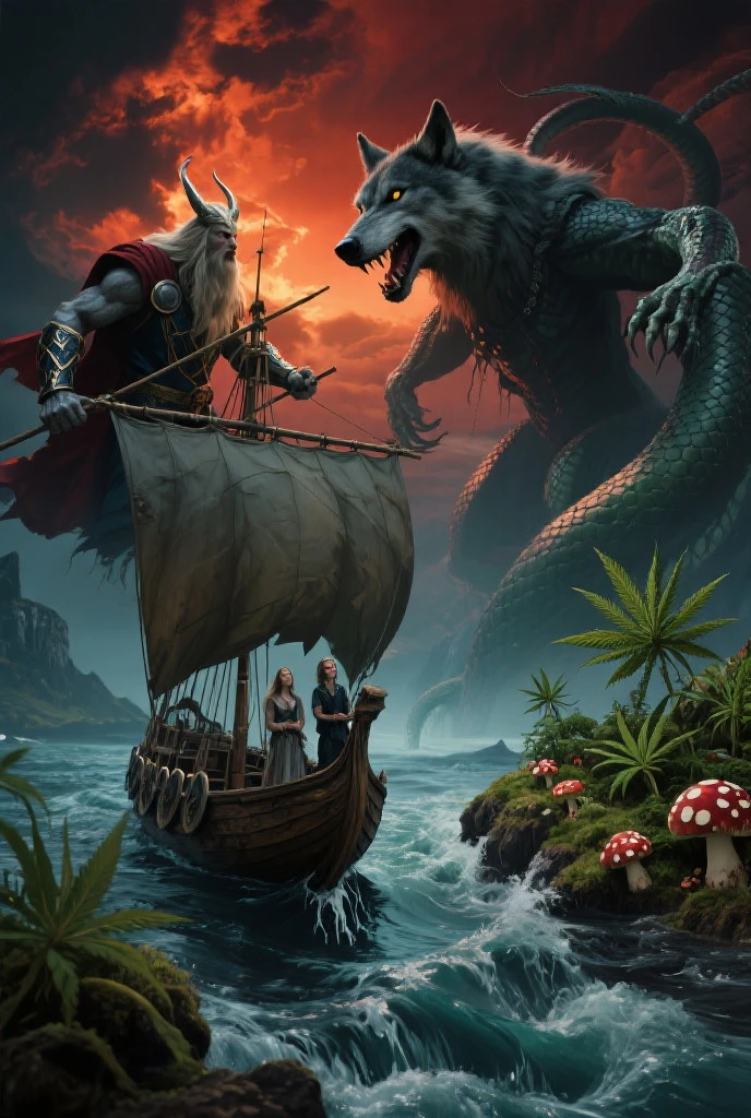 "Description: Illustrate a dramatic and immersive scene that captures the vivid and perplexing account of the end times in the Book of Revelation. Show the apostle John in a visionary state, witnessing the dramatic imagery and symbolic language of beasts, plagues, and cosmic upheaval.
Details: Use intense, vibrant colors and stark contrasts to evoke a sense of urgency and drama. Include elements such as John writing or witnessing visions, with scenes of multi-headed beasts, plagues represented as ominous clouds or swarms, and cosmic disturbances like darkened skies and falling stars. Show expressions of awe, fear, and contemplation on John's face, symbolizing his profound experience and the enigmatic nature of his visions."