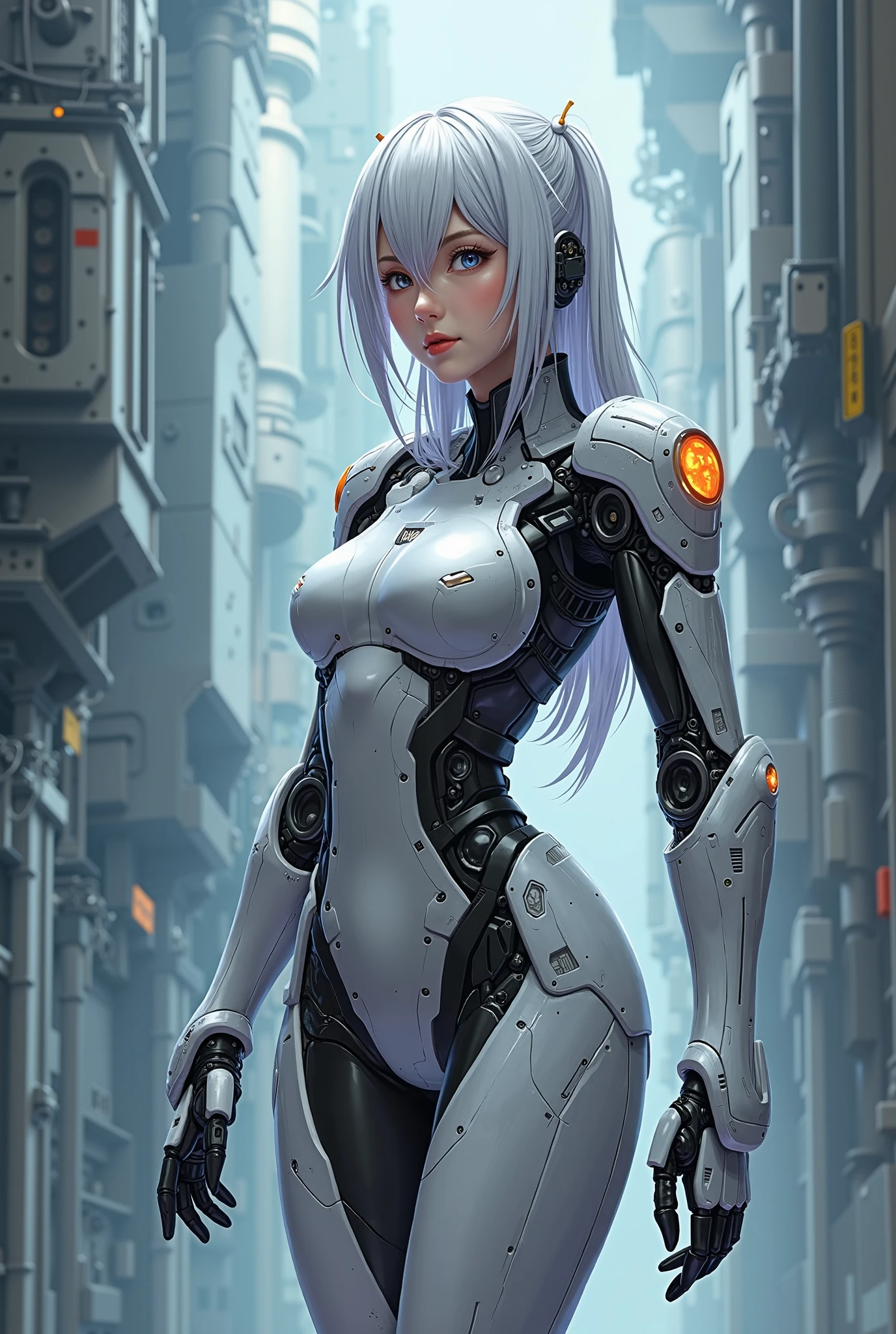 ((masterpiece)), (((best quality))), ((ultra-detailed)), ((illustration)), reflection, sharp focus, front lighting, intense shadows, realistic (beautiful detailed eyes), eyelashes, an extremely delicate and beautiful girl, cat ears, ((red eyes)), white hair, long hair, navel, big, shiny skin, mecha_musume, machanical_parts, robot_joints, transparent embroidered silver letter|white latex suit, cinematographic lighting mask, Radius trace, depth of field, dynamic angle, looking at the viewer, (((cyberpunk city))), (((the best building))), (((rain))), (blood on the face)