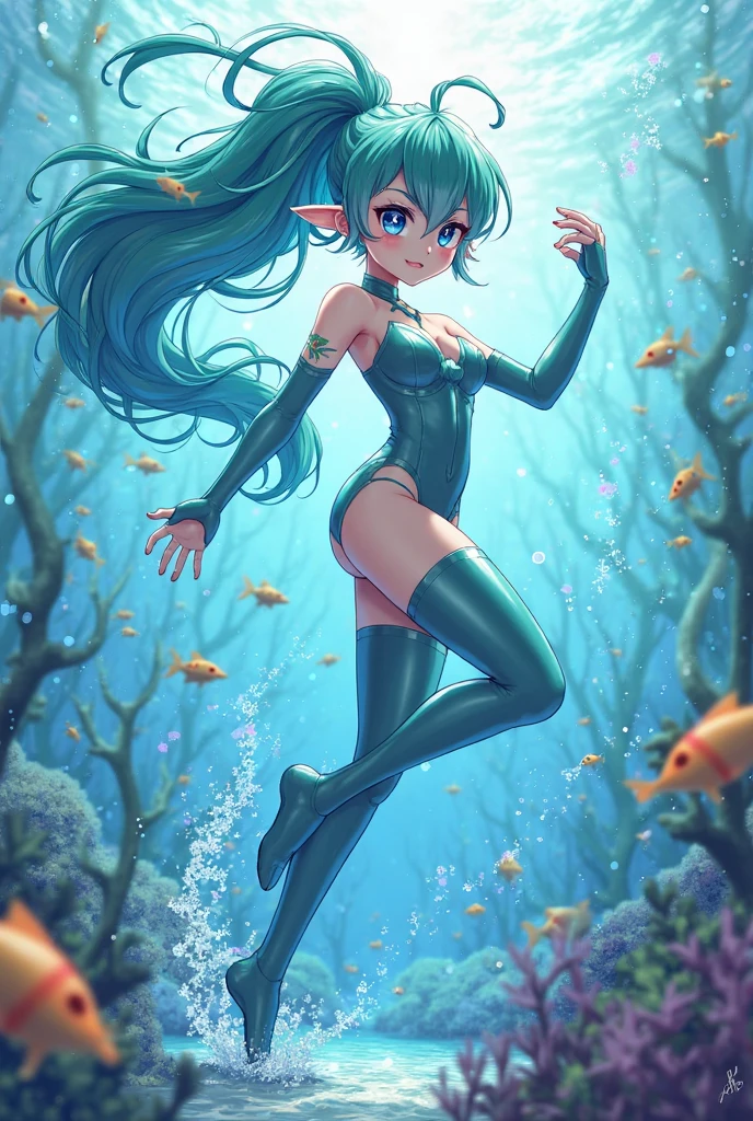 A sexy 13-yr Australian girl is wearing transparent    frog head helmet sexy full body details figure, wearing transparent one piece Bikini lifting up plump pussy , wavy pink short braided hairstyles from the flow water, ((having a tadpoles tail at her anus))( goblin ears))(( wearing a frog gloves hand)) (accurate details of hands & fingers)) hard errect nipples, open legs squat position,exposed pussy line, exposed panties, exposed pussyline, smiling with teeth exposed. Sparkling green eyes, charms, face details & fucos skin texture colored green, swimming under the ocean showing corals, urchins, fish, turtle, whale, bubbles of air for accurate background masterpiece ((with full slime green frog skin textures all over her body)) (( fish gills & fins )) swimming with ocean current waves under the sea
