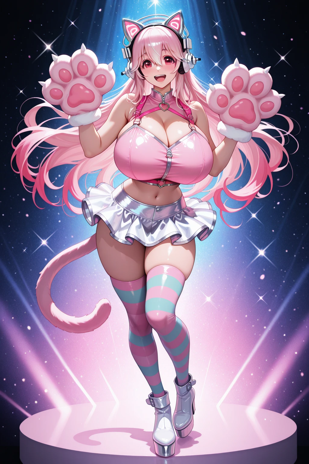 1 Pink Princess, (pink and blue hair), ((big hair)), double eyelid, camel toe, shy, wide hips, big fat ass, camel toe, cum around, cum on face,Soft ass, Big Tits, flexible, cute expression, hentai,Perfect skin, (fluffy), pink eyes, (fluffy Particles:1.2), (Cute clothes), (NFV:1.1)