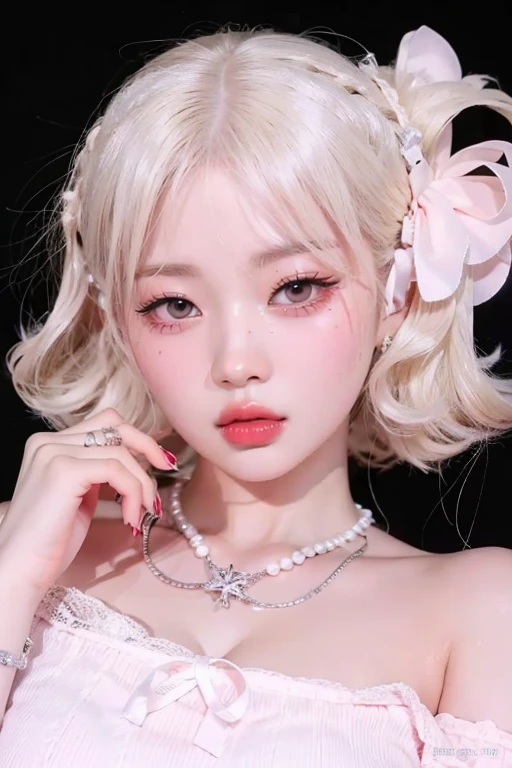 Wonyoung from IVE face, foto realista, ultra HD, 8k, big juicy lips