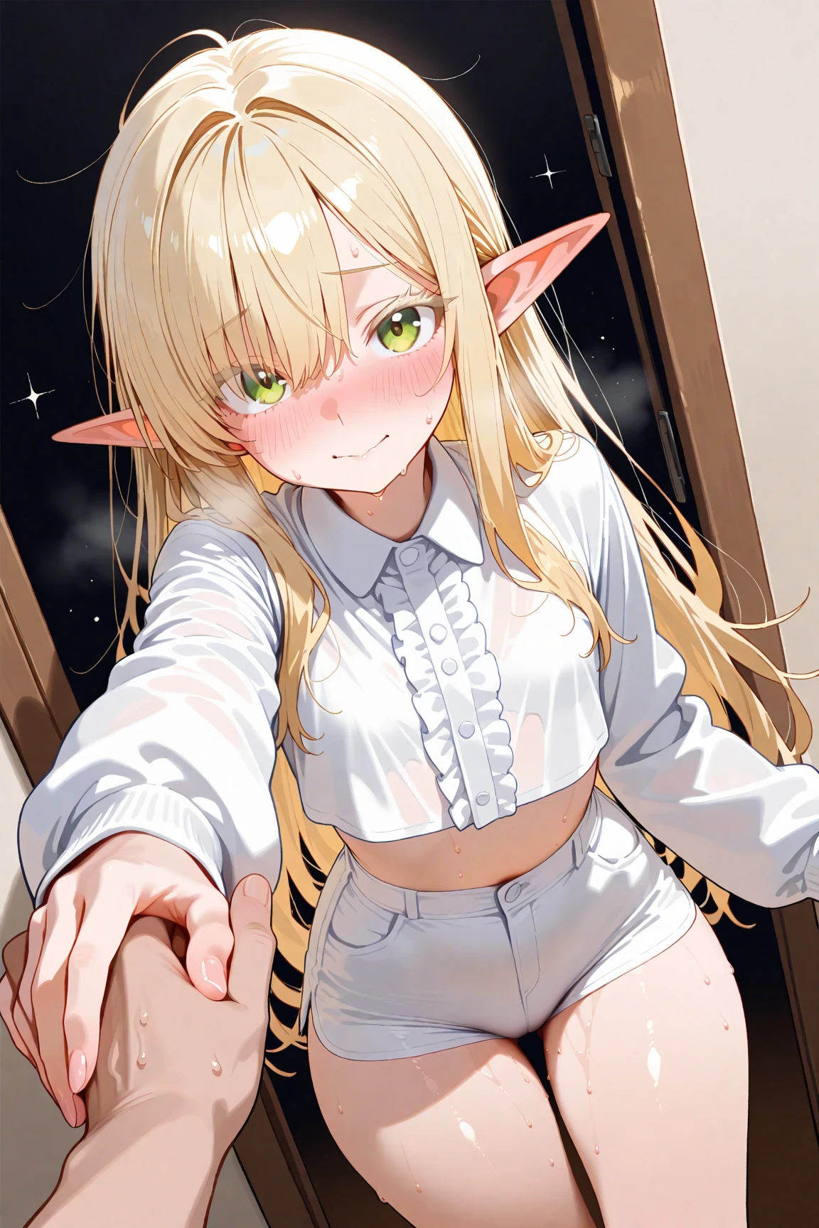 BREAK Perfect Anatomy、(High resolution:1.2)、Incredible illustrations、(Cute illustrations:1.2)、(Beautiful background)(Beautiful background,(on the couch))1gial((blonde hair,shiny hair,hair intakes:1.8,wavy long hair)(cockslut) (Black coat,Gothic combat uniform,,garter stockings,pointy ears,tan:1.7),eyepatch:1.8,) ),(a girl, 1.5meters, 40kg),,17-year-old,flat chest))((undressing,open clothes,oversized clothes))