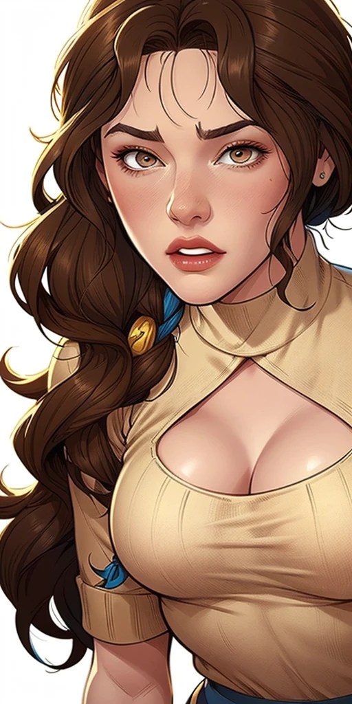 anime girl with long brown hair and blue eyes, beautiful digital illustration, cute detailed digital art, stunning digital illustration, beautiful digital artwork, style artgerm, realistic art style, gorgeous digital art, cute portrait, realistic cute girl painting, beautiful digital art, | artgerm, cute digital art, realistic artstyle, big boobs, wide image