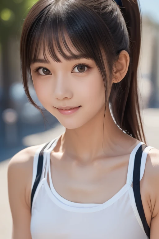 highest quality, masterpiece, Ultra-high resolution, 8k, (reality: 1.4), RAW shooting, The most detailed face, Very detailed and perfect ???????, Live Shooting; The most beautiful face; Glowing Skin; 18 year old Japanese.Her bangs and eyes are big and cute.Has brown eyes, Kind eyes, Long brown hair, Young Face,Less exposure. Looking at the audience. Proudly. The best smile, The best smile,
Gym training.Training wear.My feet are beautiful,