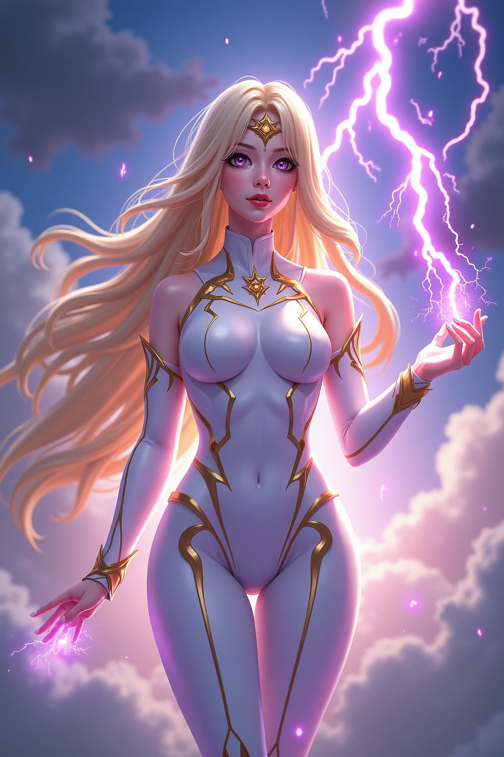 ((a photorealistic glamour shot of an exquisite, glamour mecha female vampire: 1.5)), ((full body: 1.3)), ultra feminine, pale face, golden hair, long vibrant shiny hair, glamorous hair,  red eyes, miniatures mechanical , deep penetrating eyes, red lips, lustful lips, ((two visible vampiric fangs: 1.5), drops of blood dripping from the mouth, ((cyberpunk style: 1.5)), she wears (white elegant glamour dress, with small delicate mechanical parts: 1.4), digital parts,  intricate details, the dress is studded with diamonds, tight suit, dynamic color, high heels, cyberpunk street at night background, (highest quality:1.2, Very detailed, up to date, Vibrant, Ultra-high resolution, High Contrast, masterpiece:1.2, highest quality, Best aesthetics), best details, best quality, highres, ultra wide angle, 16k, [ultra detailed], masterpiece, best quality, (extremely detailed), Genetically modified..., Cinematic Hollywood Film, nijimecha, aetherpunkai