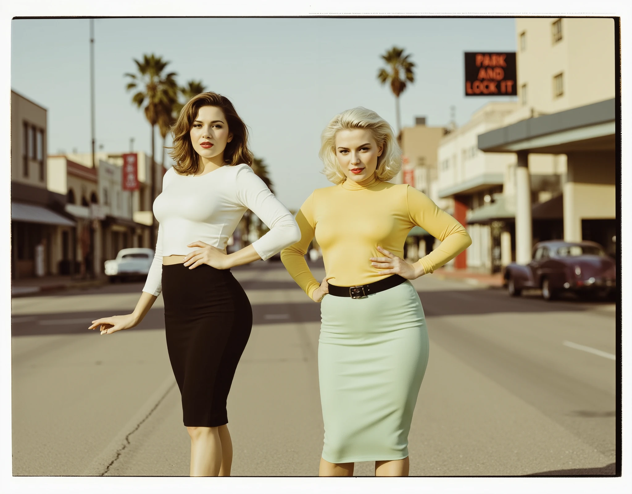 Create an image with Marilyn Monroe and Catherine Deneuve walking near the Avenida Paulista subway, in Sao Paulo