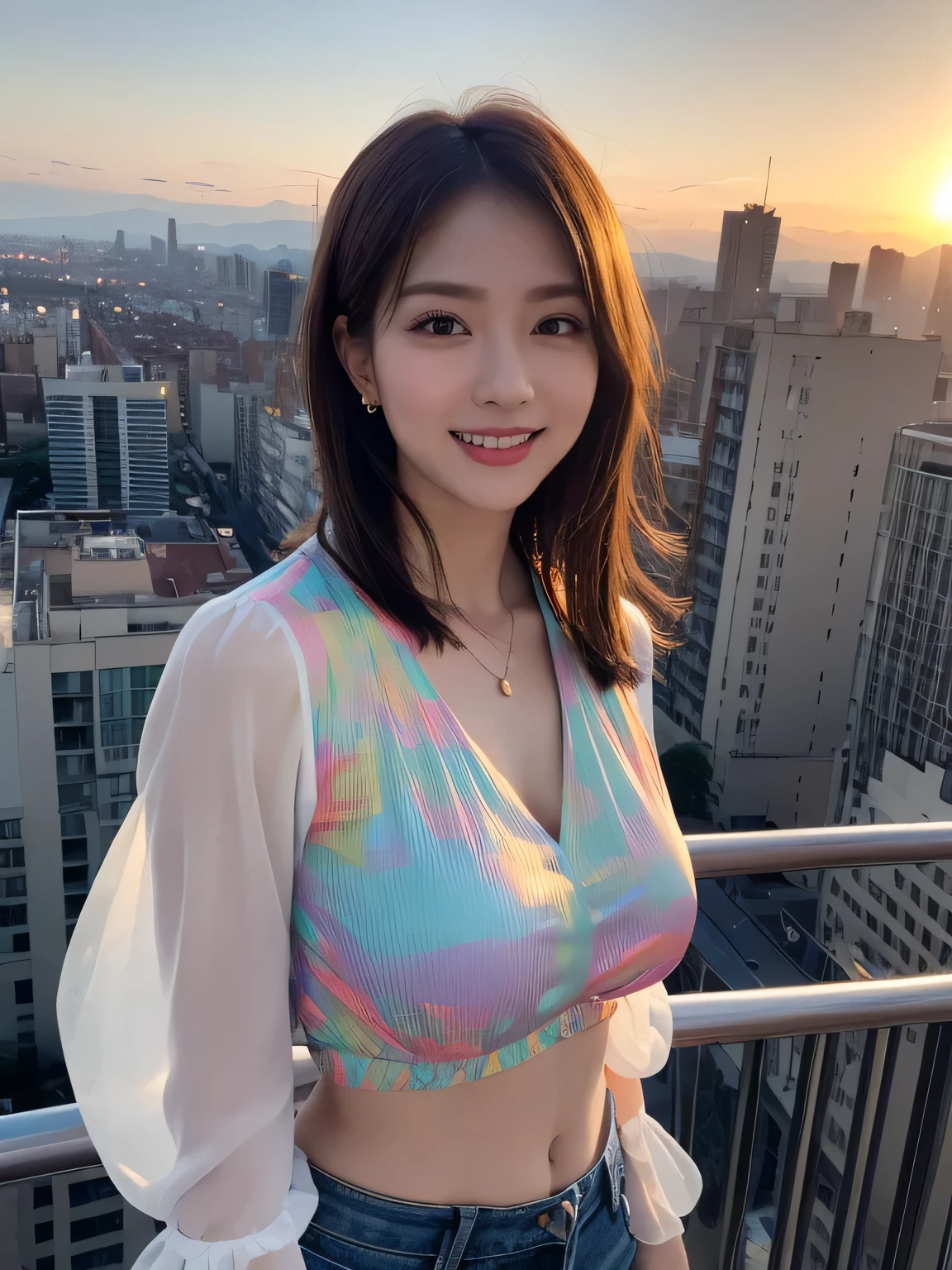 ((beautiful girl:1.3))((thin_fabric:1.4))((I'm working:1.3))((big breasts:1.2))((close:1.2))highest quality、pieces fly、ultra high resolution、(realistic:1.4)、Raw photo、(real skin texture:1.3)、(film grain:1.3)、panorama、character portrait、very wide shot、thin waist、cowboy shot、(darkness、deep shadow、discreet key、cold light、)night、((loosely wavy hair:1.2))、flowing tears、dust、Tyndall effect、(Performance)、1 girl、Beautifully detailed eyes and face、white jabot、brown eyes、((brown short hair:1.2)) (smile:1.3))((恥ずかしがり屋のsmile:1.3))、(((gold necklace_Larger earrings:1.2))、((Abstract and colorful floral dress_see-through long sleeves_Wrap Dress:1.3))、(((naked)))、((全naked))、((sexy))、(((prostitute)))、(((inviting me)))、(in the city、running towards here、smileで走ってくる、Fluttering long hair:1.3)((please let me breathe))、realistic teeth, double eyelid, smile, full body, highest quality, be familiar with, beauty, city street