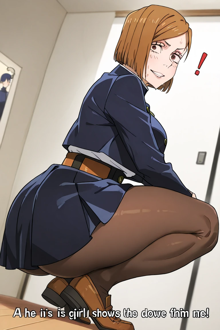score_9, score_8_up, score_7_up, score_9, source_anime, BREAK MakizeninSDXL, 1girl, solo, breasts, looking at viewer, smile, short hair, bangs, skirt, large breasts, long sleeves, closed mouth, , jacket, golden eyes, ponytail, boots, green hair, glasses, indoors, blue skirt, from below, hand on own face, backlighting, hand on own cheek, point of view from below, nsfw, sexy legs, big glutes, POV, sexy Legs, pink thong, micro thong , Squats, squats