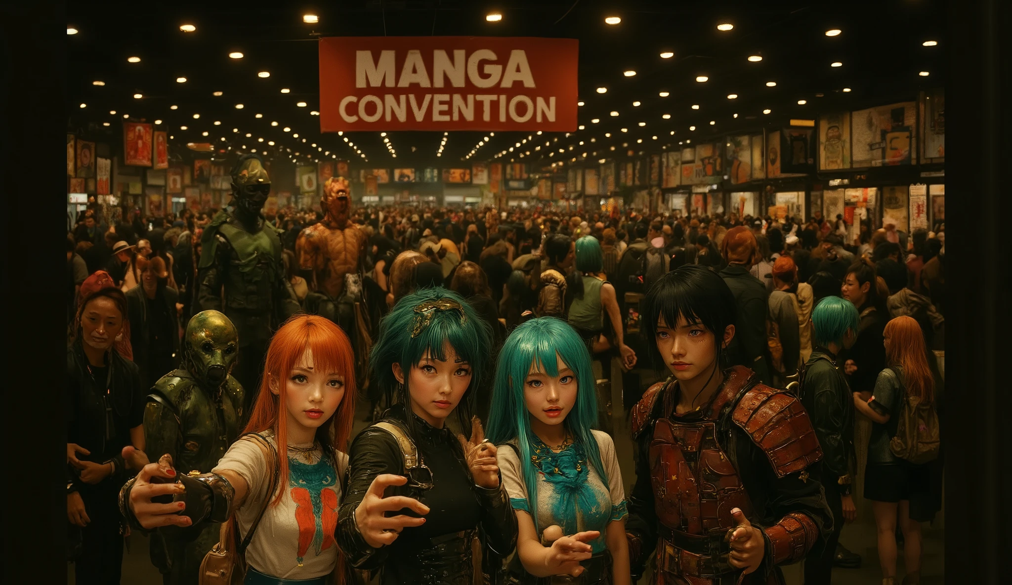 three people dressed in costumes posing for a photo, Anime style mixed with Fujifilm, japanese live action movie, tekkon kinkreet, profile photo, belle delphine, 2 D CG, inspired by Eiichiro Oda, tekkonkinkreet, h. do. D, one piece style, movie promotional image, 2d anime, Anime-style,cyber punk,Japanese-style,Indian
