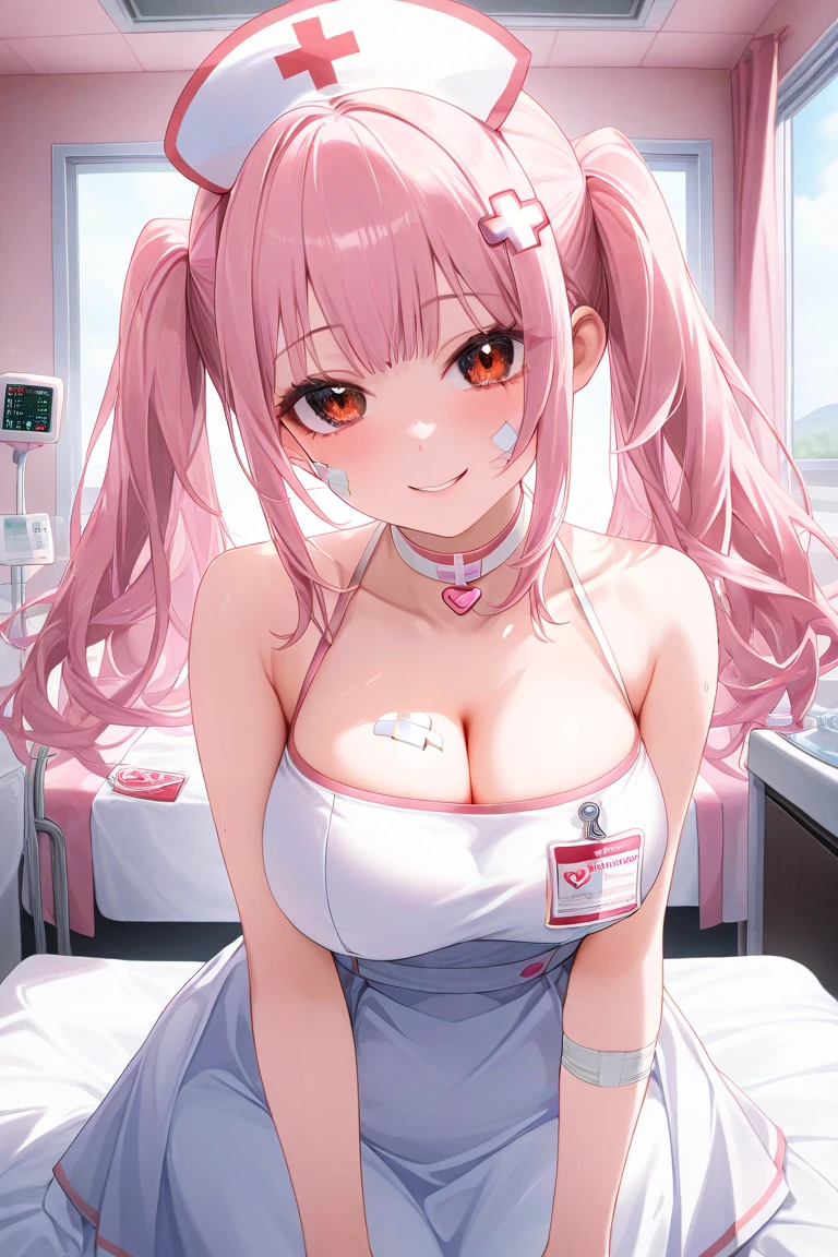 1girl ,((miku nakano,nakano miku)), nurse,Headphones on neck,bangs,happy smile, smile, Open your mouth,((nsfw,full,white nurse服,White Knee High,Clothes come undone,Cleavage)),Real Summer,Daytime,sunny,My hair is blowing in the wind,whole bodyがイラストに入るように,Slender body,
break indoors, hospital,nurse,Hospital room,Examination room,nurse
break looking at viewer,Beautiful breasts,Large Breasts,whole body,((On all fours,nurse,nurse,Top view))
break (masterpiece:1.2), Highest quality, High resolution, unity 8k wallpaper, (shape:0.8), (Beautiful details:1.6), Highly detailed face, Perfect lighting, Extremely detailed CG, (Perfect hands, Perfect Anatomy),