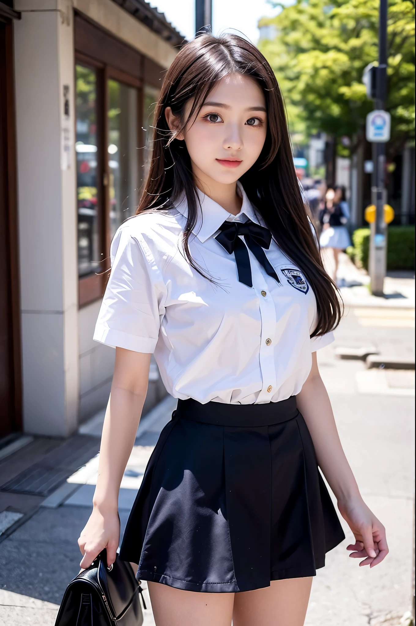 (8k, RAW photos, top quality, masterpiece: 1.2), ultra detailed, super resolution, (real, real photos: 1.37), portraits, high definition RAW color photos, professional photos, very detailed and beautiful, highly detailed, 8k wallpapers, amazing details, huge file size, official art, highly detailed CG Unity 8k wallpapers, highly detailed beautiful girls, highly detailed faces, Very detailed eyes, very detailed skin, very detailed fingers, very detailed nose, very detailed detailed mouth, very beautiful face and eyes, there are women in skirt and cat ear costume, Urzan, Sakimi-chan, JK uniform, Seifuku, cute core, trend in CGSTATION, smooth white tight clothes suit, Japan school uniform, cute schoolgirl, magic school student uniform, nekomimi, Schoolgirl, Korean Girl, Jin Young Shin