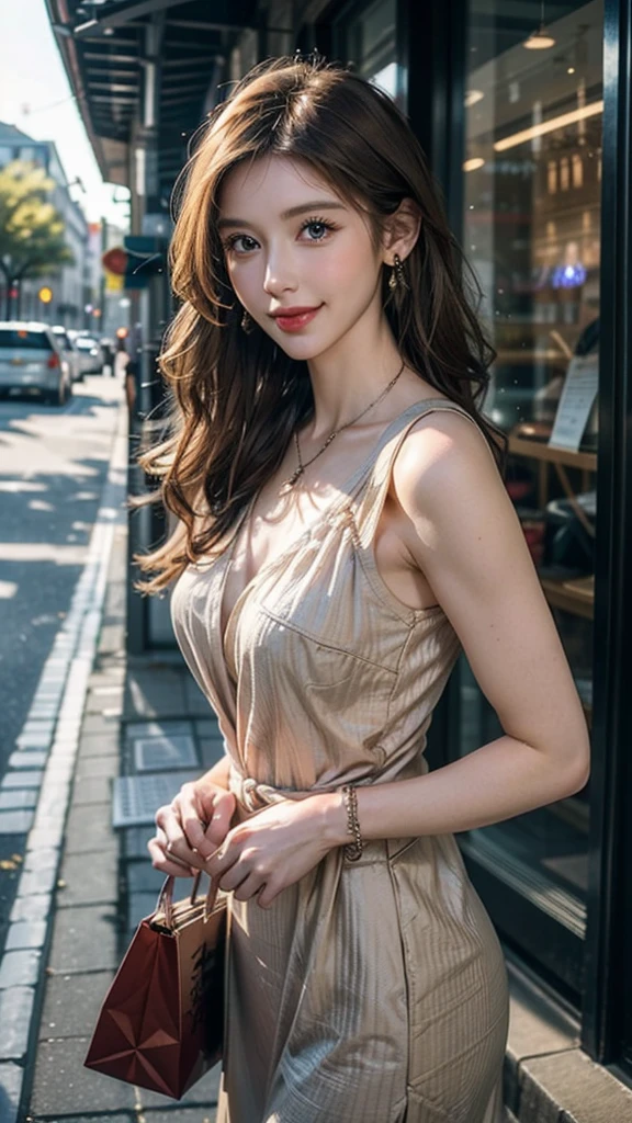 (Masterpiece:1.3), (8K), (Best Quality:1.4), (UHD:1.2), (Photorealistic:1.3),( Raw Photography), (1girl), (Ultra High Detailed), (Detailed face), very perfect beautiful and cute face, (Detailed hair), Beautiful hair, bangs, (symmetrical eyes:1.3), (Detailed eyes), (Detailed skin), Realistic skin, shiny skin, Ultra high definition, (medium breasts:0.7, good shaped breasts), (slim figure), (super model figure), 

( wearing a high fashion beautiful glitter long dresses with long sleeves, cardigan, inspired by Versace:1.3 ), 
sitting at a cafe terrace, sunny day, vibrant city background