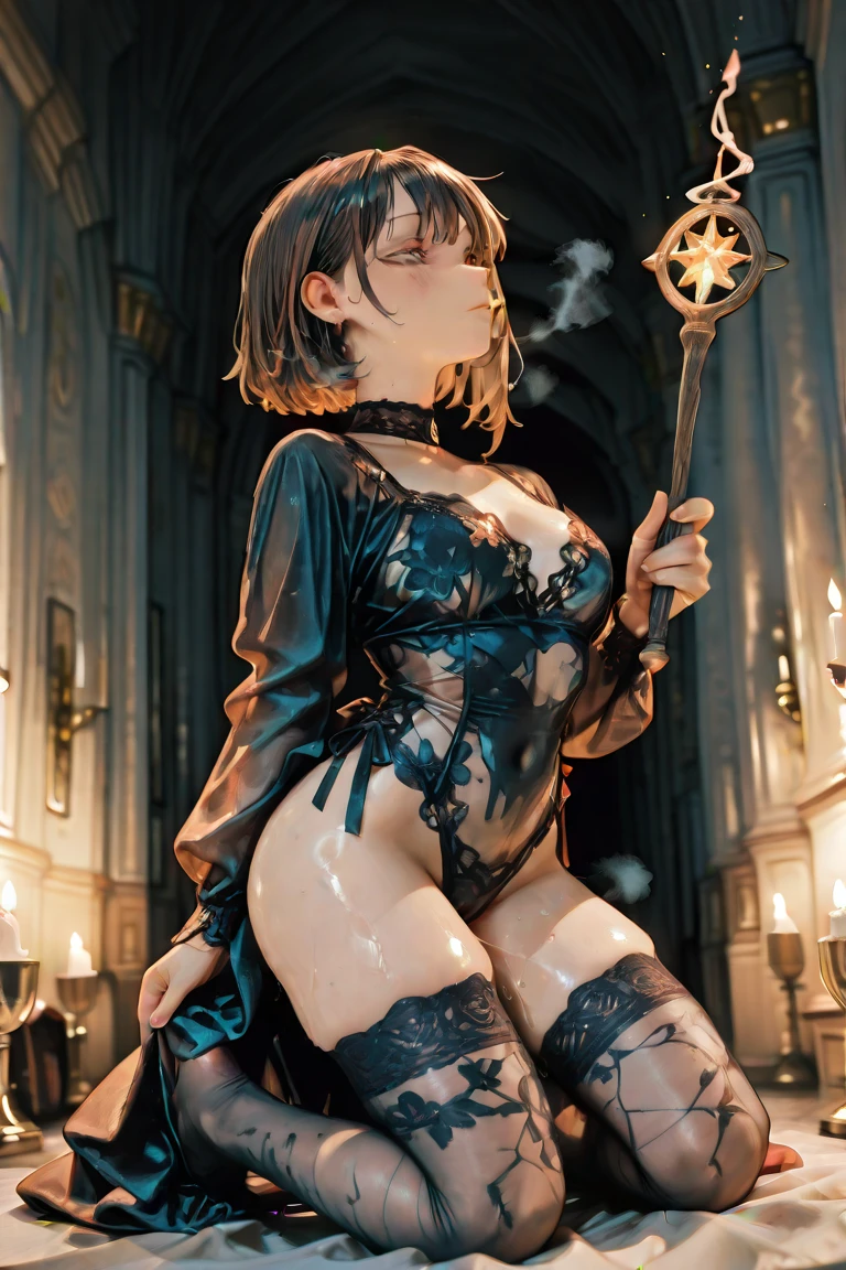 ((nsfw),((big breasts:1)),1girl, intricate detail, masterpiece, best quality, extremly detailed,cinematic lighting, beautiful detailed glow, finely detailed beautiful face and eyes, 8k, dark intense shadows, yellow eyes, medium hair, black hair, bangs, floating hair, black jacket, open jacket, white shirt, expressionless, yellow necktie, black skirt, spotlight, sunshine, sunrise, gradient sky, city, lens flare, cowboy shot, [[curvy]], [mature female]