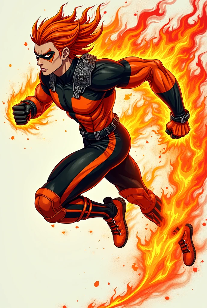Endeavor, my hero academia, from front, super fine, bodysuits, middle-aged man, hunk, looking down and mouth wide open with shocked face, crotch grab, crotch squeeze,