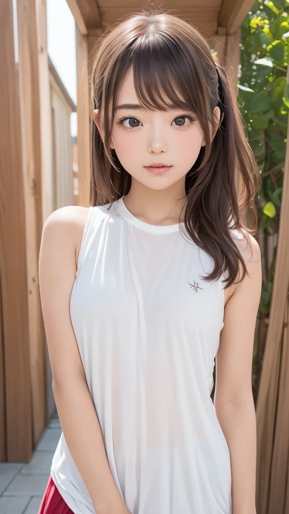 ((Attention to detail)),(Super detailed), 非常に詳細な CG ユニティ 8K 壁紙, Highest quality, 8K, 11 years old、girl、Two people、Fluffy long hair,、Mid-chest、Beautiful Skin、Beautiful legs、Thin legs、rain、My whole body is wet、