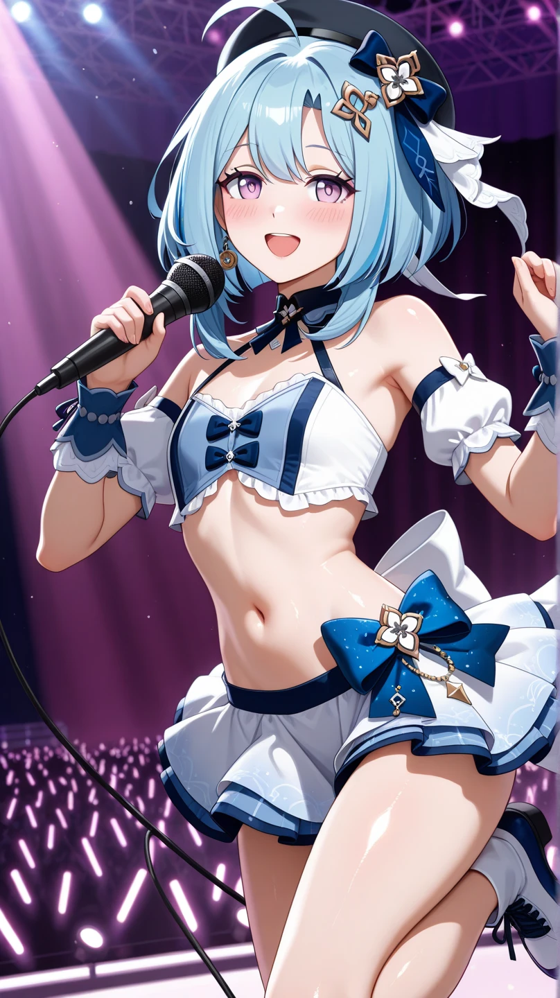 nsfw,masterpiece, best quality, detailed face,(ultra hi res:1.2),(illustration:1.3),(game cg:1.2),(official concept art:1.2),BREAK (midium breasts:1.2), (slender), (cdy:1.1), ((singing)), (stage,Spotlight:1.1), (((holding 1 microphone))), BREAK idolmaster, {{{anastasia}}}, (15yo,beautiful girl,cute girl),(beautiful blue eyes),(beautiful silver hair), (((extra short hair))),((spiky hair)), ((((mullet hairstyle)))),(wet hair), (wet skin),(dark blue idol dress),(((((see-through)))))), (open clothes), breasts, pink nipples, nipple slip, pussy, pussy slip, no panties,(embarrassed,smile), open mouths,(((one eye closed))),((tongue out)),(deep breathing),(spread pussy:1.3),(pubic silver hair:1.5),(one arm behind),(ecstacy), (vaginal penis:1.2), testicle, (a man:1.2), hetero, (lady sit astride on man:1.3), (lady on top), (intense Sex:1.6), (cum out:1.3),
