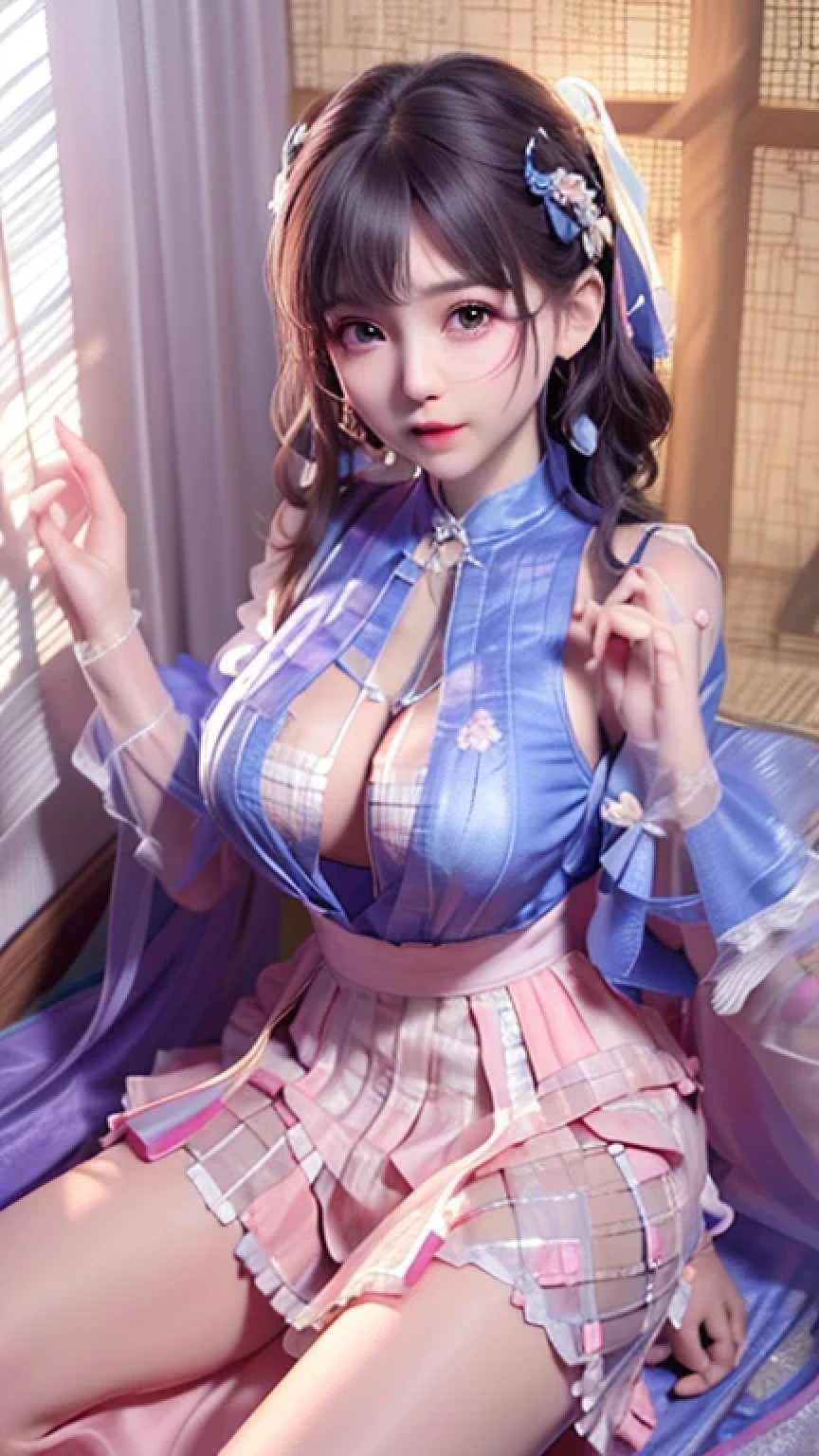 ((((Best Quality, 8K, 32K, masterpiece, 1.2)))),{{solo}},((nsfw:1.5)),{{{Model: GirlfriendMix_v1:1.5}}},((perfect beautiful face:1.5)),in love hotel, wearing butterfly dress, netorare, netorare face, spreading pussy with fingers, embarrassed, high quality of vagina, vivid pussy,((a lot of public hairs:1.1)),