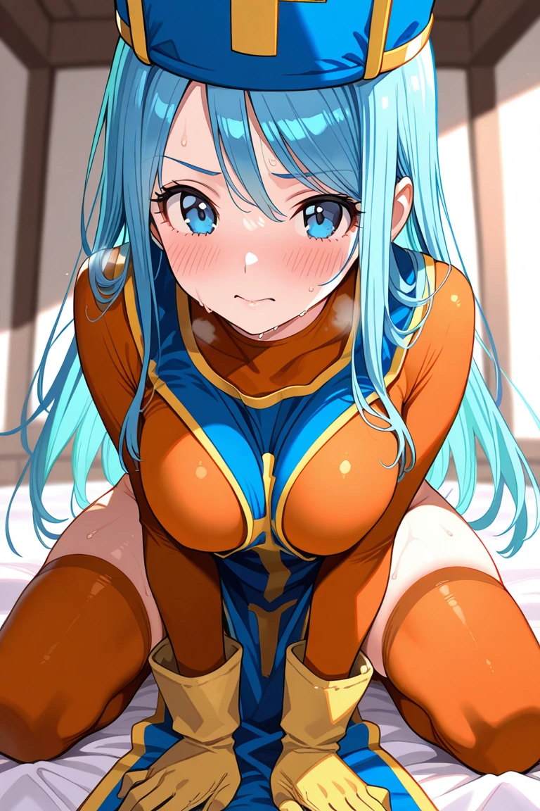 highest quality、complete limbs、full finger、(((1 woman)))、((Woman with light blue hair))、((Very Shorthair Woman))、Beauty busty woman:1.3、(((female knight:1.3)))、((full armor))、(((Light blue high-neck leotard:1.3)))、(((woman wearing brown tights:1.3)))、(((nsfw:1.3)))、(((woman surrounded by five naked men:1.5)))、(((men are holding women's arms)))、((Men are rubbing women's breasts:1.5))、Men and women having sex、A woman straddles the crotch of a lying man、cowgirl sex、(((A man inserts his penis into a woman's pussy:1.5)))、(((A man inserts his penis into a woman's pussy and ejaculates and pours semen.)))、((Men spray semen on women's bodies:1.5))、((The woman's body is covered in semen:1.3))、Women suffer、((Women hate it and resist it.:1.5))、The woman is panting with her mouth open in pleasure.、((The woman is crying out from the orgasm:1.3))、The woman's upper body is turned upside down、The man is shaking his hips violently