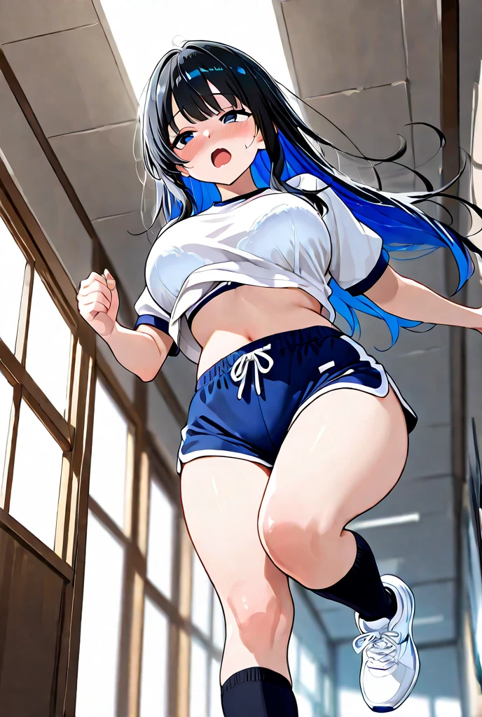 Hung from the ceiling、Sprawled、kne