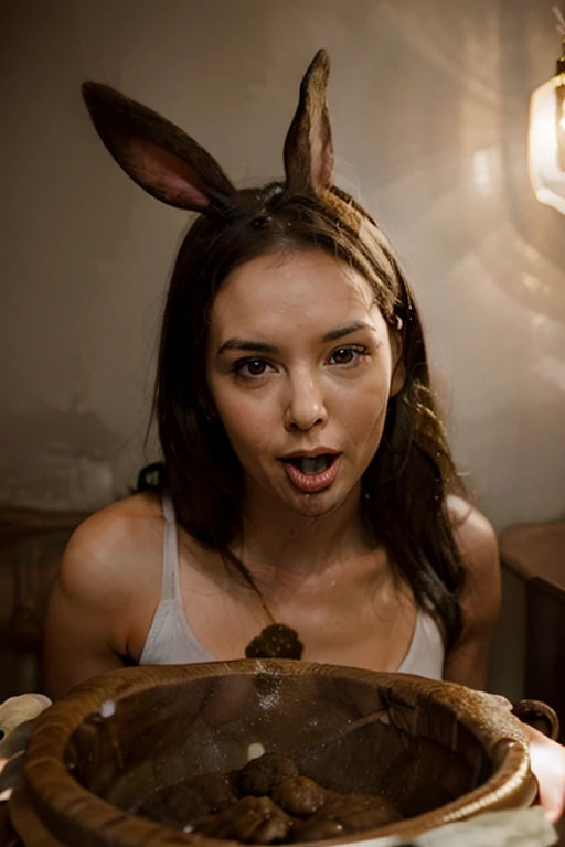 4 Russian female ,20 years old, small tight sex maid cosplay ,handcuffed, sensual position, hotel room , ultra detailed, masterpiece ,looking at viewer , sexy , ,joy ,tired eyes ,crying , milk exploding from nipples , white slimy liquid flowing out of her vagina,rape, vibrating bdsm nipple suckers on nipple, black tight revealing maid cosplay , rabbit ears hat,alot of water flowing out of her wet vagina , wet clothes