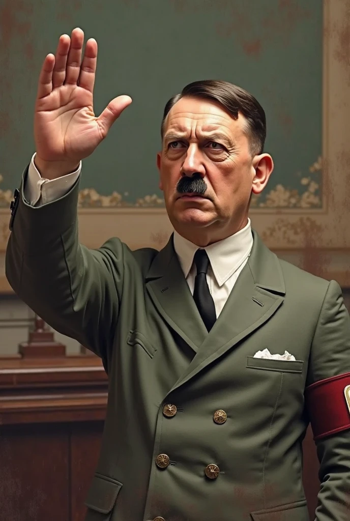 8k, RAW photo, best quality, photorealistic, ultra high res, masterwork, 1man, Adolf Hitler, pov, incoming headpat, view from below, outstretched arm, looking at viewer <lora:concept_incomingheadpat:1> <lora:Adolf-Diffusion2:1>