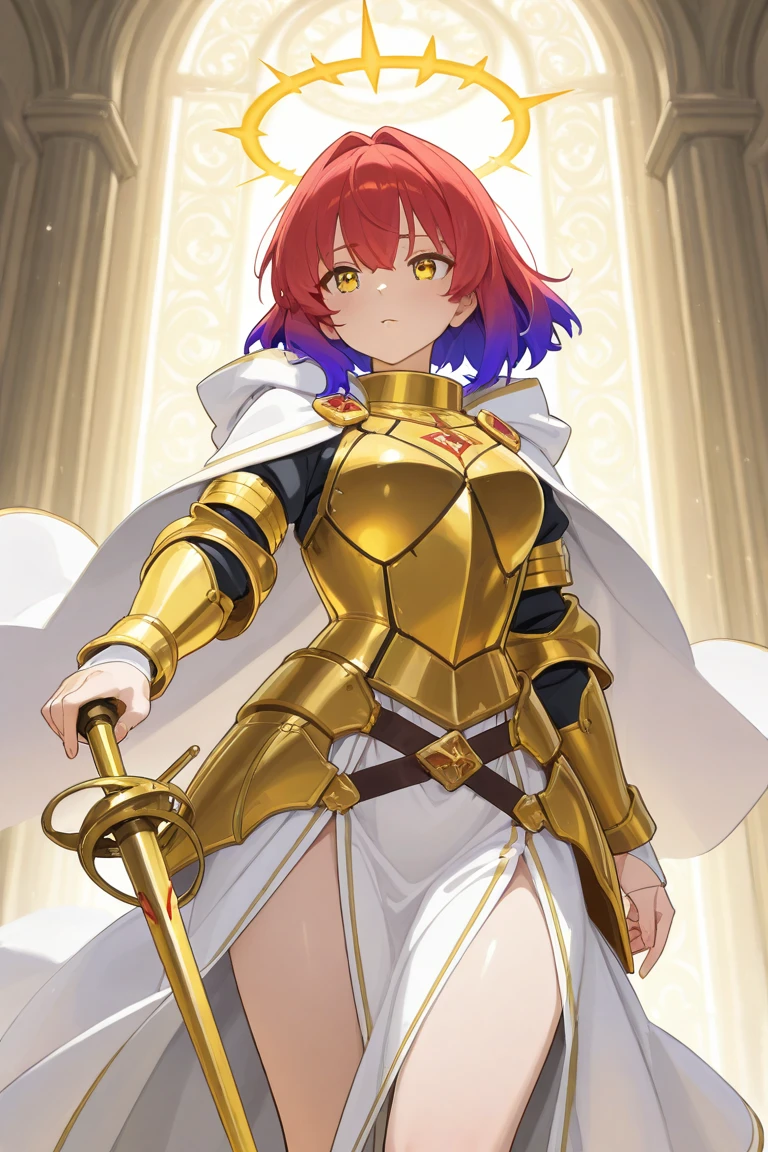 2000s anime, moe anime, 2000s anime style, moe anime style, Rin Hoshizora Love Live, orange hair, yellow eyes, closed mouth, earrings, perfect shadow, beautiful ,(lipstick:0.7), thighs, medium small breasts , black bodysuit,gray shoulder armour, elbow bads, thighs strap, metal gloves, covered nipples , in mountain