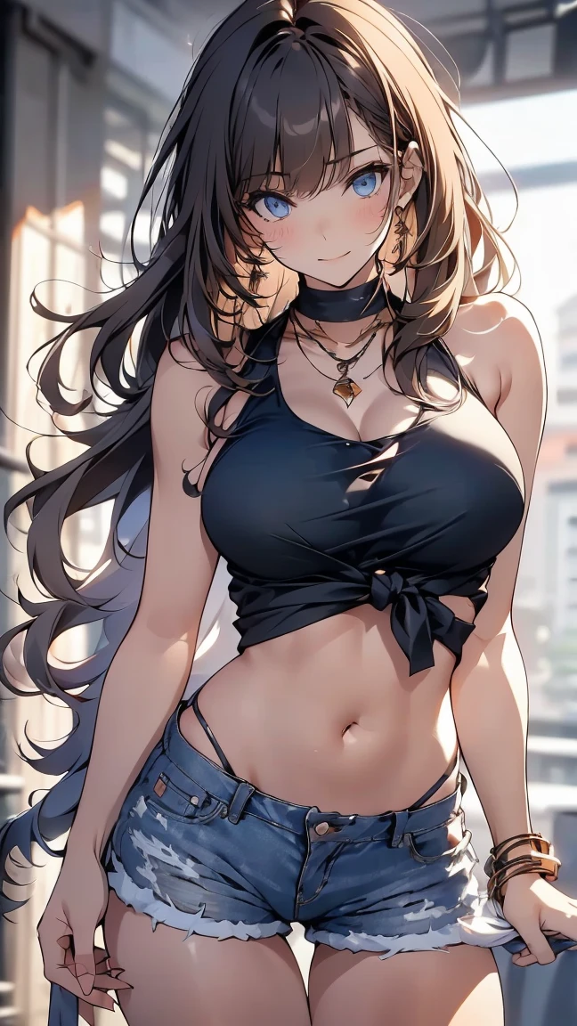 ( 1curvy girl, long hair, braid: 1.3, dark brown hair, simple color hair band, brown eyes, baby face, brown eyes), medium breasts:1.1, sagging breasts:1.3, spread breasts:1.2, pretty breasts:1.2, short in height1.1, thick thigh, completely bare:1.3, bare breasts:1.2, breasts focus:1.3, papilla of breast,