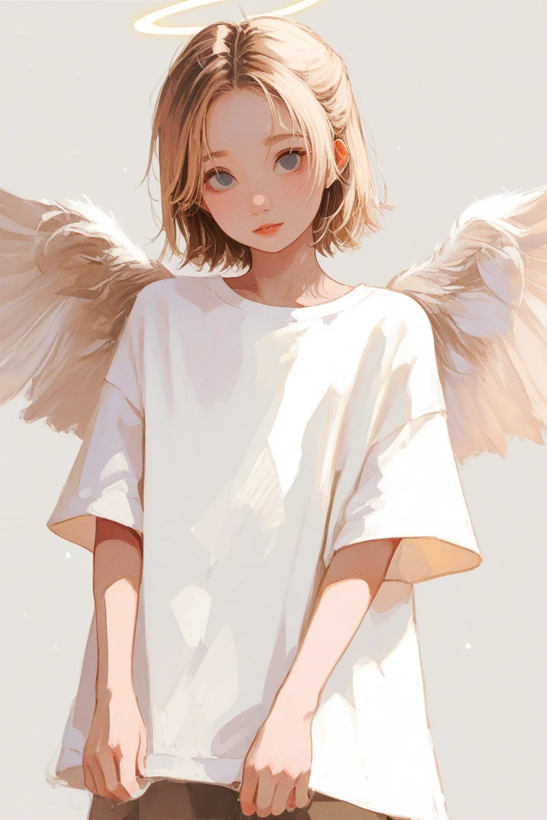 anime angel girl with in pink pajama pants standing