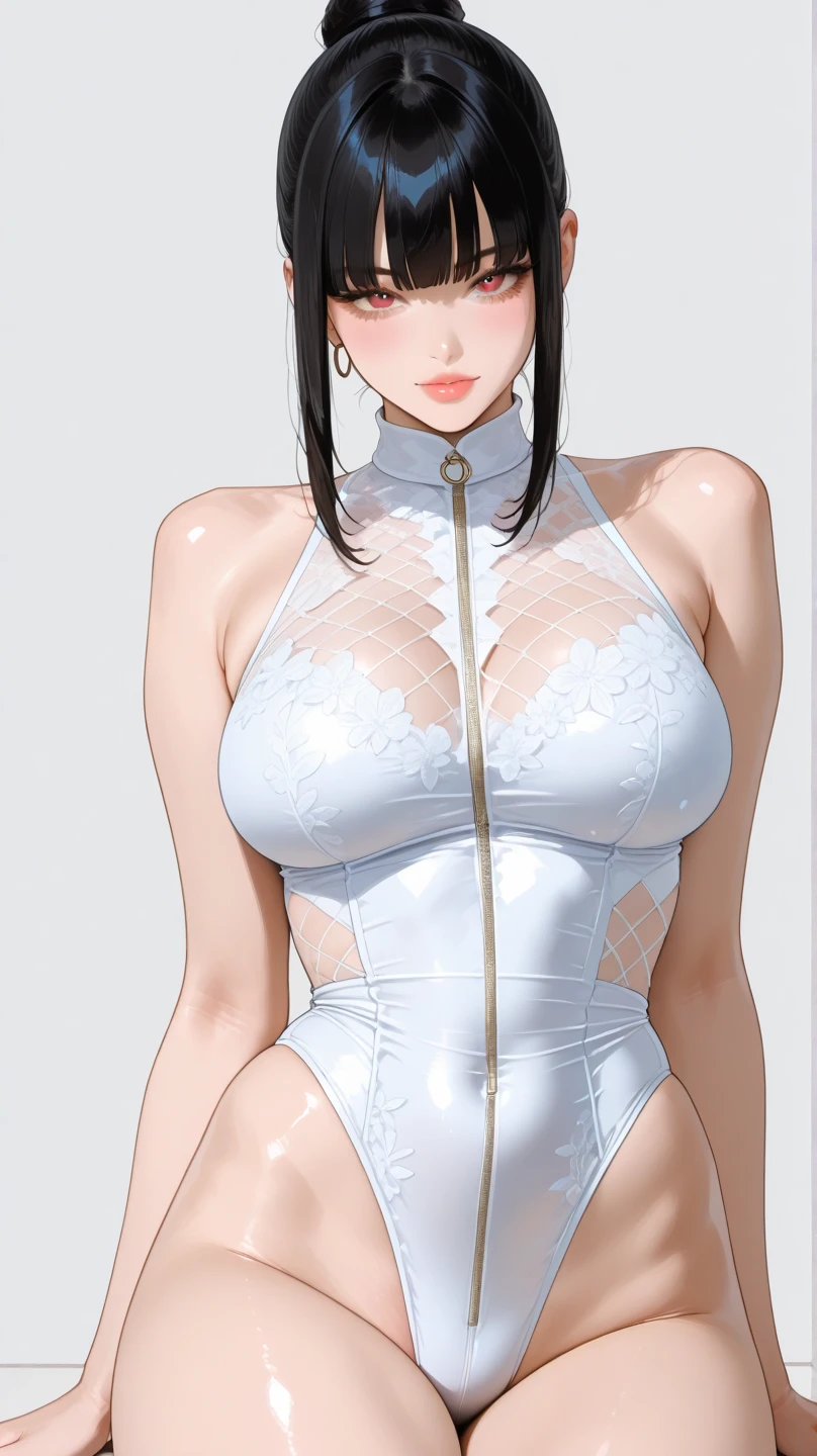 ((1girl, solo)), beautiful body, (perfect anatomy, perfect body, perfect hands, perfect legs), (five fingers:1.5), natural proportions, sexy body, large breasts BREAK
((extremely detailed face)), (beautiful detailed eyes:1.6), (realistic pupils, realistic iris:1), expressive eyes, looking to the side, (clear eyes:1.3), (hyperrealistic:1.2), (detailed skin texture:1.2), smooth skin, (black hair:1.5), black eyes, short hair, (detailed lips:1.2), (attractive lips:1.1), (glossy lips:1.1), (parted lips), perfect face, perfect eyes BREAK
slingshot swimsuit, bikini, white one-piece swimsuit, cameltoe, thighs, ass visible through thighs BREAK
(masterpiece:1.5), anime-style, top quality, best quality, (beautiful and aesthetic:1.2), (ultra detail:1.5), Ultra-detailed depiction, Ultra-precise depiction, extremely detailed 8k illustration, high resolution, (highly detailed shading:1.2), (realistic lighting:1.4), perfect lighting, vibrant colors, dynamic tones, striking hues, 8k, absurd resolution, perfect shadows, hdr, UHD, ambient lighting, realistic, ultra-realistic, photo realistic, highly detailed, rich detail, luminous colors, fine texture, intricate design, professional illustration, (soft light:1.2), (illustration:0.7)
