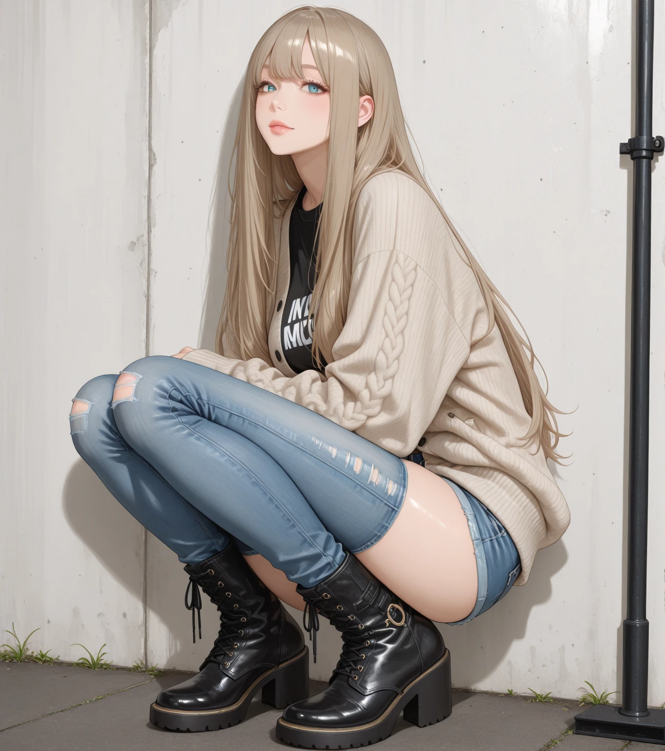 Beige leather skirt