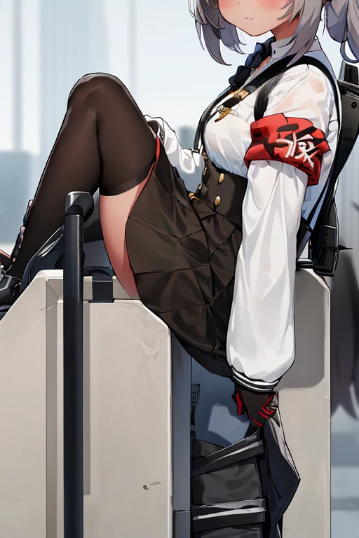 Shigure Kai 3 KanColle Sleeveless Black Thimble Gloves Black Skirt Braid 8K High Resolution Very Fine Eyes Very Fine Face、Insanely detailed body、Extremely fine skin, very elaborate hair ornament, Precisely shaped body and hands 1 person Living room in a private house Bewitching expression Thick white belt セル画風