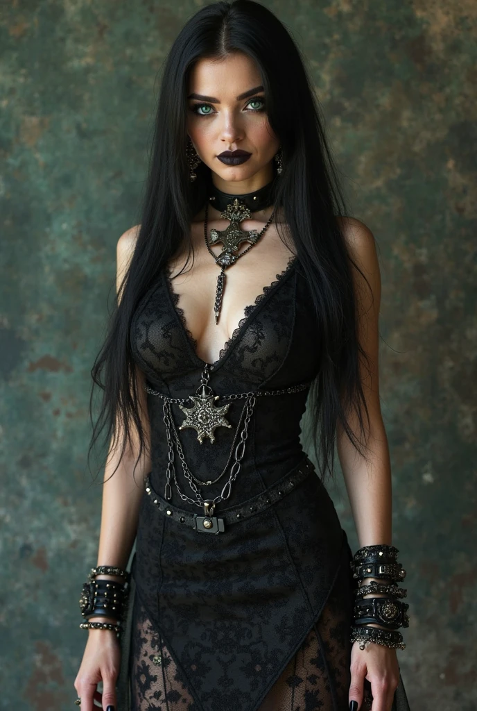 alluring captivatingAttractive beautiful lovely hothic goth sexylady, high quality, stunning, interesting, photorealistic, perfect composition, perfect details, masterpiece shop, attractive , breathtaking, lovely, high resolution, bare aggressive, ancient love colorful background, fullbody,