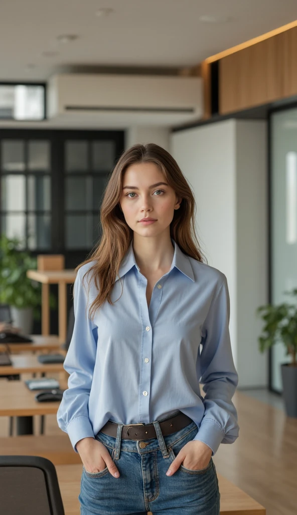 European woman, closeup, (shirt), pants, (shopping mall hallway), (), ZM_berta, wide shoulders, perfect face, (contact iris: 1.1), pale skin, skin pores , depth of field
