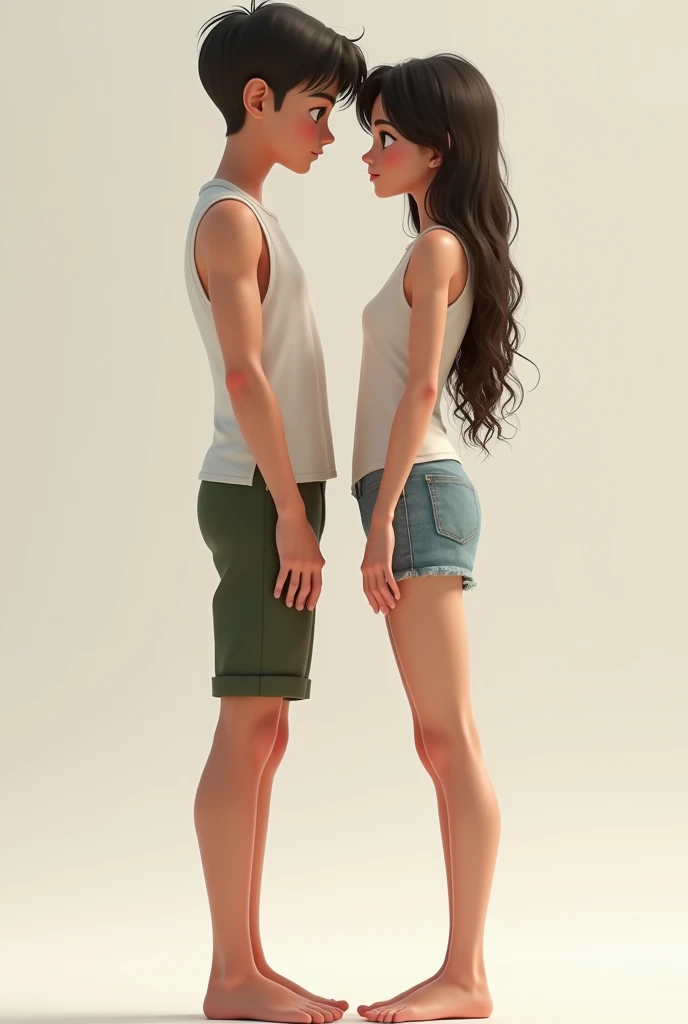 Japanese couple、naked、Facing forward、Lined up well