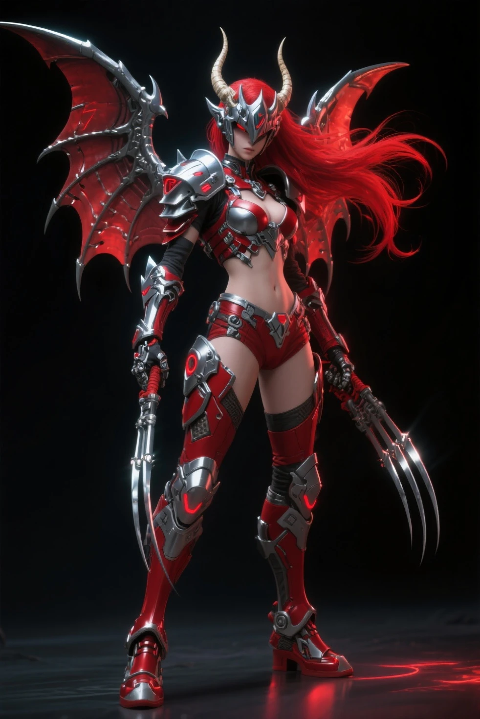 (DRAGON HEAD), HUGE FAKE BOOBS, (BEAUTIFUL FACE), (RED:1.2, BLACK:0.8, MECHA ARMORED GEAR), (((A PAIR OF HUGE MECHANICAL WINGS SPREAD OUT))), FUTURISTIC DRAGON MECHA SUIT, (CLEAVAGE), (SKINTIGHT YOGA PANTS), (HIGH HEELS), (PERFECT BODY:1.2), (FULL BODY VIEW), FRONT, (STANDING:1), SEXY MUSCULAR BODY, MUSCLE ABS, UHD, 8K, 1080P.