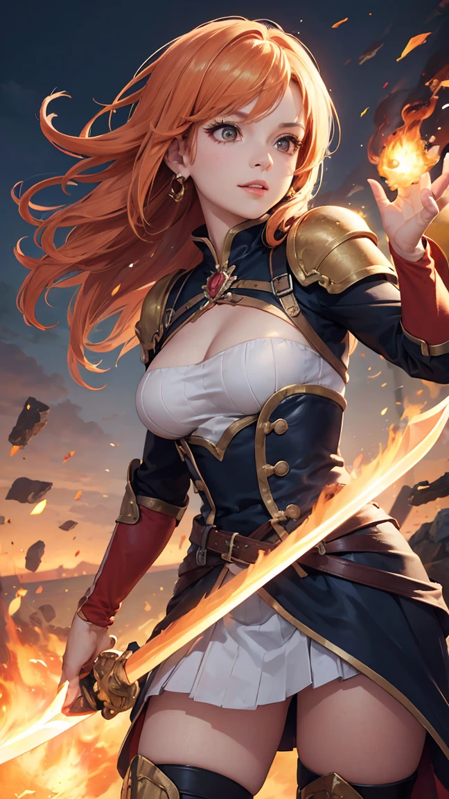 red hair, long hair, braid, red eyes, muscular female, anatomically correct, best quality, masterpiece, high quality, high details, highres, HD, (shaded face:1.2), hollow eyes, looking at viewer, heavy breathing, smirk, uppert teeth, (female:1.2), 8k, ultra hd, ultra detailed texture, hyper realistic, masterpiece, detailed texture, detailed face, detailed skin, detailed lighting, (photorealistic:1.5), best quality, beautiful lighting, cinematic lighting, professional lighting, ultra highres, realistic, detailed hair, real hair, high quality, (realskin:1.5), extremely detailed, finely detail, ultra-detailed, 1girl, solo,smile, war costume, wet, 
