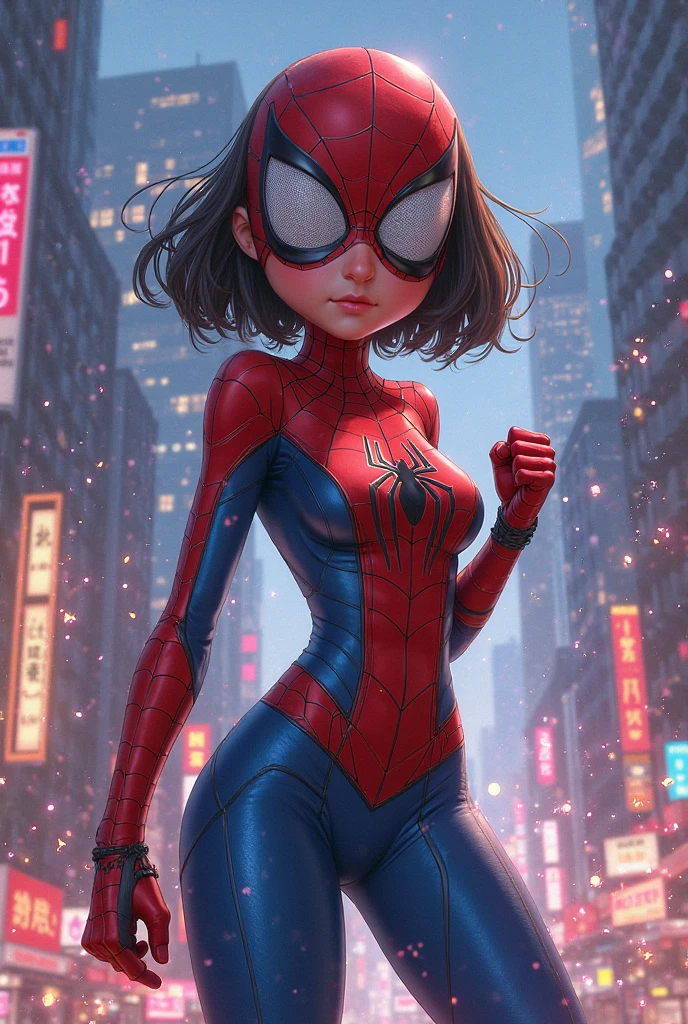 Spawns a girl in a Spider-Man suit 