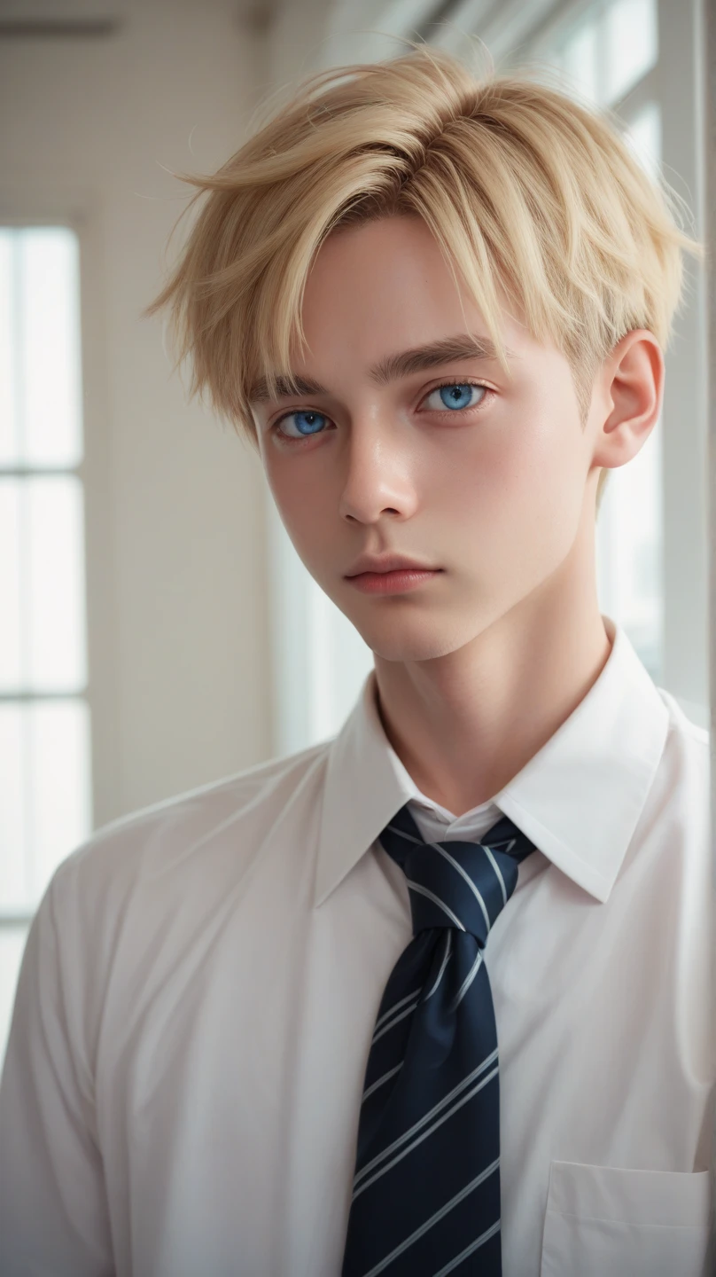 1 boy,Blonde hair, blue eyes, light skin