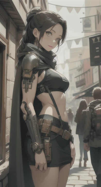 nsfw,((shibari)),((arm behind back)),(((fully tied up)))), ((pillory)),restrained,((highest quality, 8k, masterpiece: 1.3))), crisp focus: 1.2, beautiful woman with perfect figure: 1.4, slender abs: 1.2, ((layer cut, big: 1.2)), wet body: 1.5, Very detailed face and skin texture, detailed eyes, double eyelids, belly short hair, BDSM, slave, black corset, bondage, collar, from below, disdain, leather panties --auto