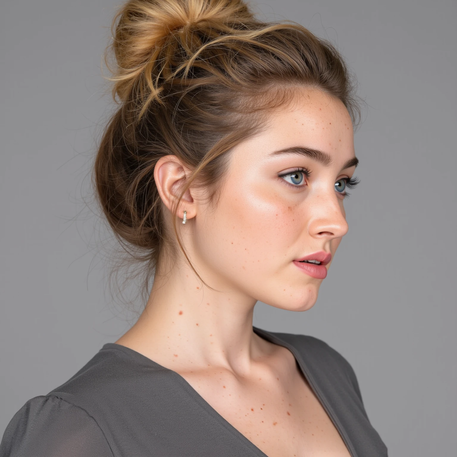 A girl with a high ponytail
