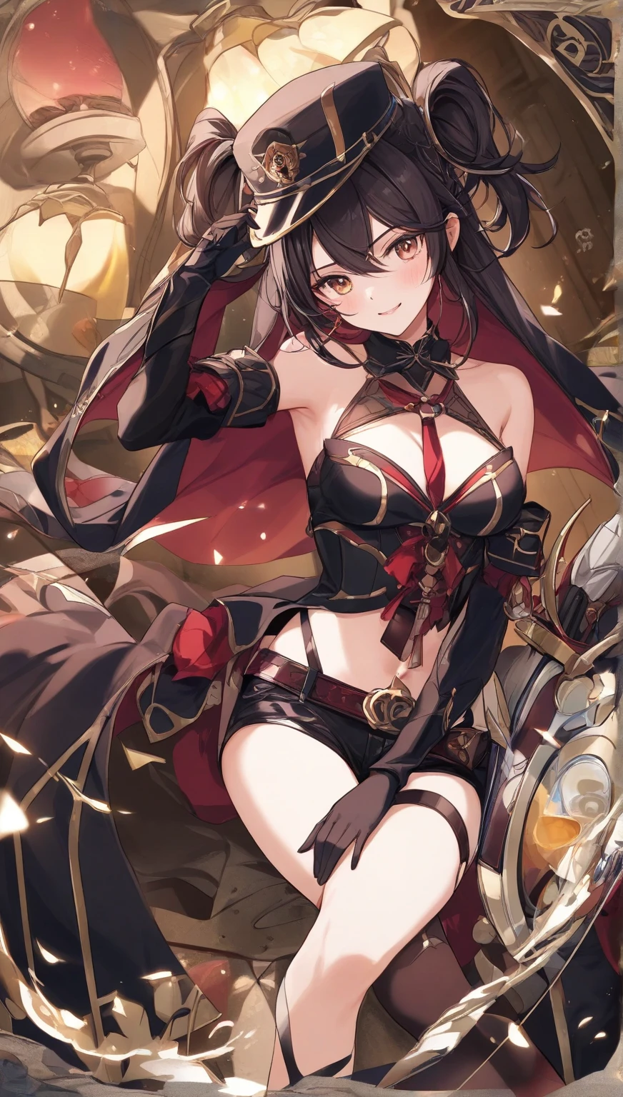 Moe anime illustration、High resolution、Female assassin exposing nipples and genitals、brown hair、colorful robes、Erotic Bodysuit、Assassin's Creed、Close-up of people、archaic smile、big breasts