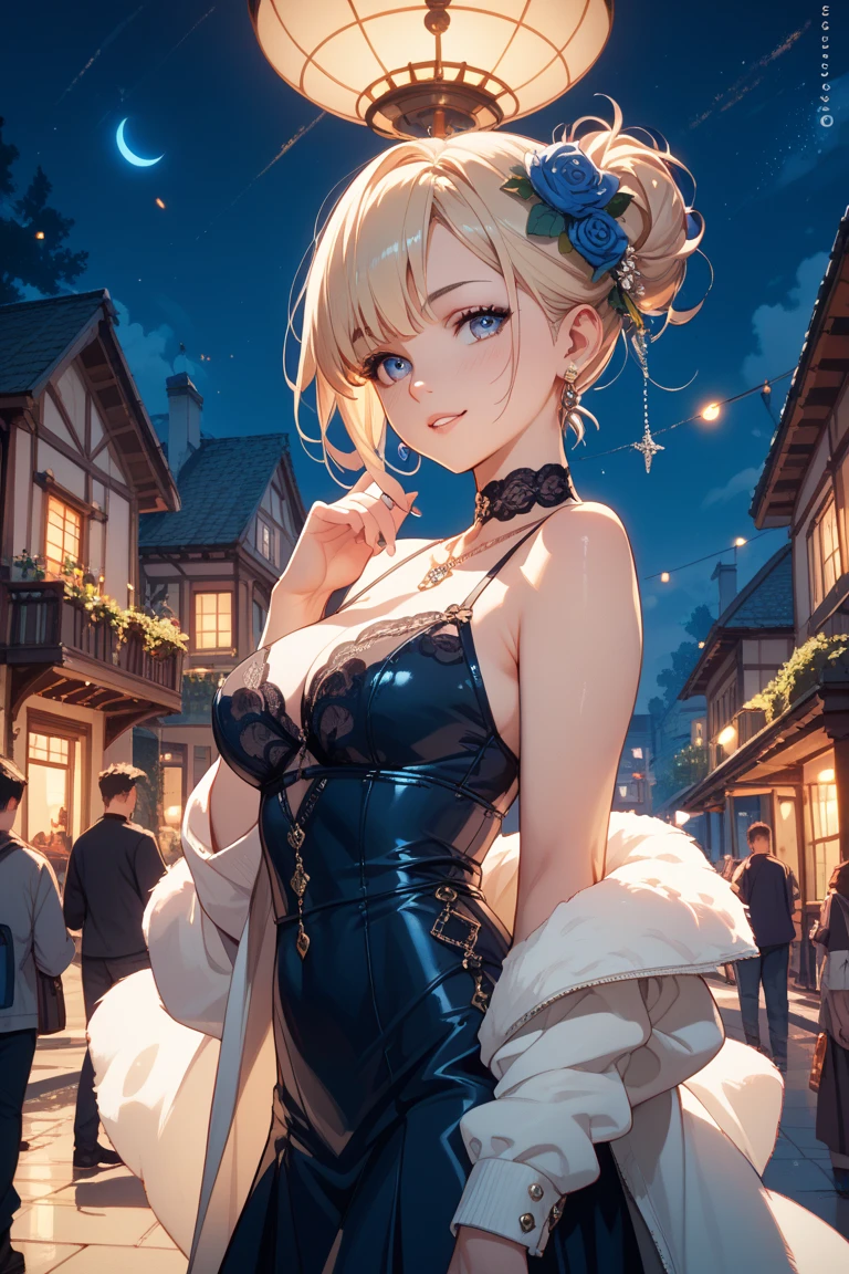 (masterpiece, top quality, very aesthetic, 4k、illustration), (sketch)、intricate detail, 1woman,solo,contrapposto 、(gradient eyes、tareme)、Strong glowing eyes、asymmetrical bangs,Fair skin,(upper body)、beautiful women、Cleavage、clear face、(red lipstick),beautiful face、(gradient hair)、(blonde hair)、low ponytail、sidelock ,,green eyes、Evening Dresses、medium breasts、slender 、
