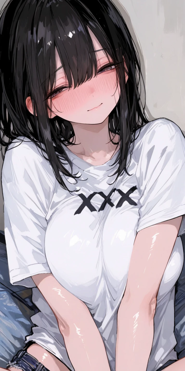 (Trembling girl , Open mouth, Tongue out, Ahegao:1.2), sleep on your back in the living room at home、 Lori, short height, Dark hair、Landmine girl、Mine makeup、heavy make up、Motion Effect、action effects、
Bottomless, Seductive smile, Smirk, White Big Long T-Shirt, NSFW, , vaginal , hetero, Having sex, (((stdam,sweat,Lower grade))),overdose、
Cute illustration, Ridiculous resolution, Ultra-detailed, Best Quality,