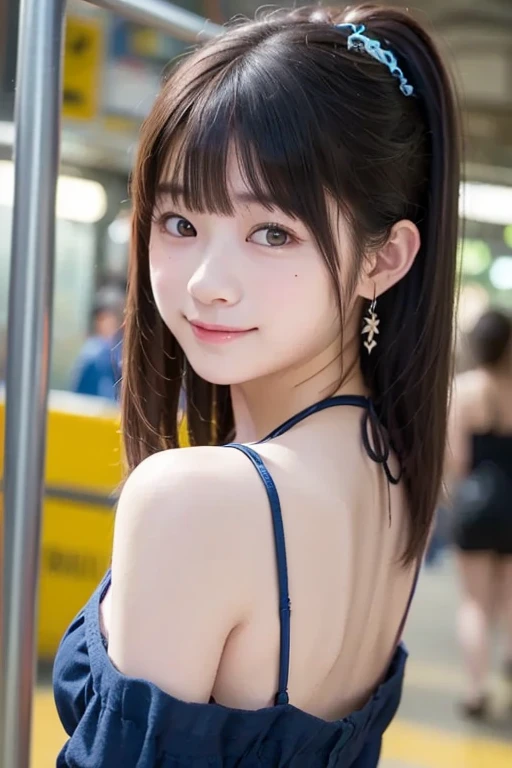 masterpiece, highest quality, Awareness-raising, Platinum Earrings, Platinum Necklace, White Dress, One Girl, cute, (Dynamic Lighting:1.2), Cinematic lighting, Delicate facial features, Detailed eyes, Sharp pupils, Realistic students, Depth of written boundary, ボケ Depth of written boundary, Sharp focus, (Ultra-detailed, bloom, Shine:1.4), Lots of little gems、 Red Neon、Nipples are visible
