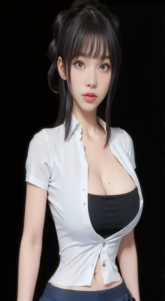 night,moonlight,1 girl,(White polo shirt:1.4),(casual pants),,indoors, (standing posture),jewelry,Lips slightly open, lustful smile, red lips,(Lactation:1.3),(huge breasts:1.4),skin shiny,((8k, original photo, top quality, masterpiece), HD RAW color photos professional close-up photos), (actual, photorealism: 1.37), (best quality), (Best shadows),ultra high resolution, HD CG unified 8K wallpaper,soft sunshine,clothing details, alone,Shandy