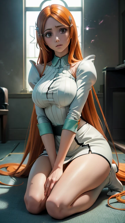 (masterpiece, best quality:1.2), solo, 1girl, long hair, elhaym von houten, parted lips, looking at viewer, uniform, pantyhose, gloves, gigantic breasts, tight clothes, boots, big lips, sexy