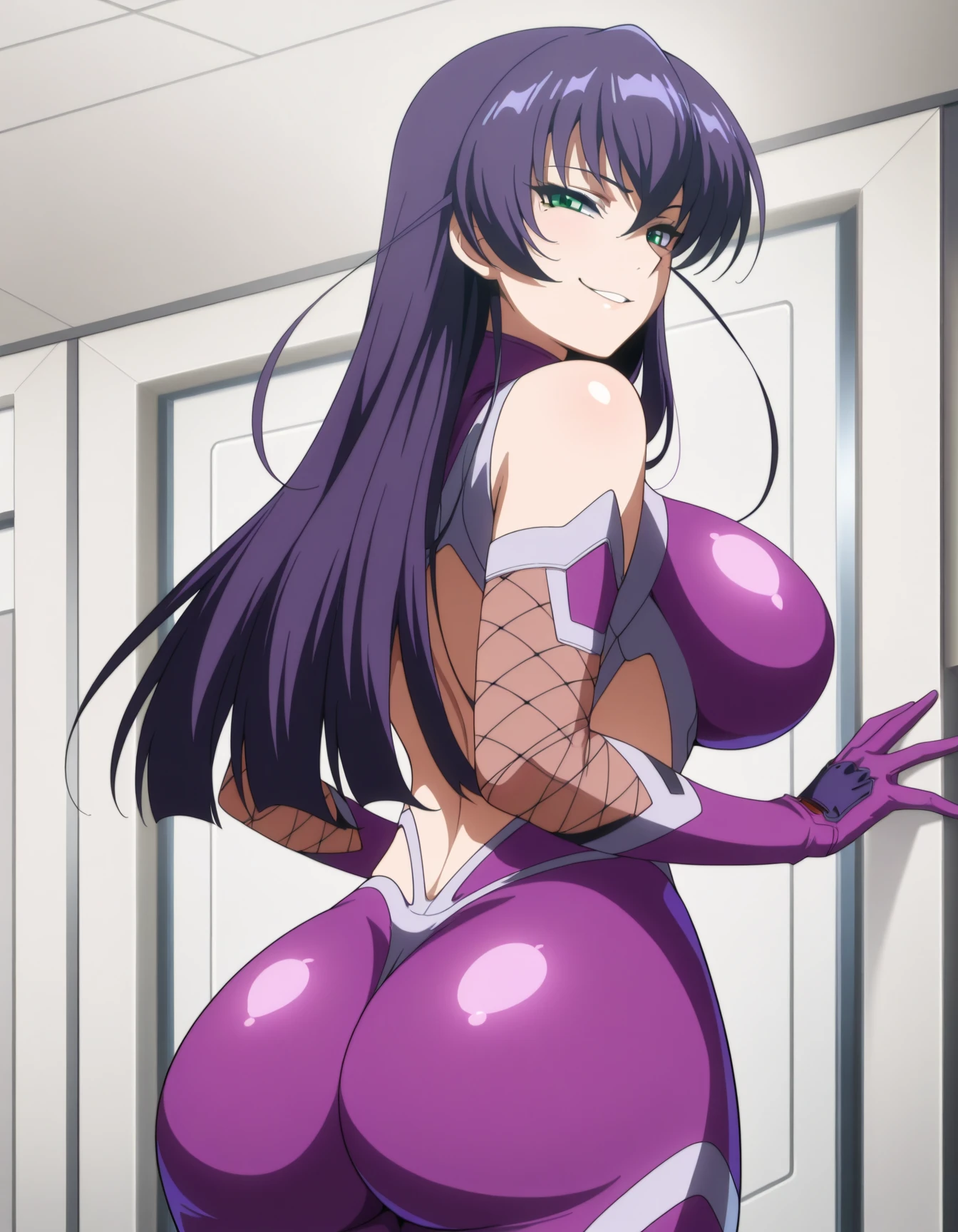 Saeko Busujima, una mujer sexy y atractiva inspirada en Iron Man con un brillante robot de Iron Man. Se viste con sensualidad y confianza, interpretando perfectamente la fuerza y el carisma de Iron Man.