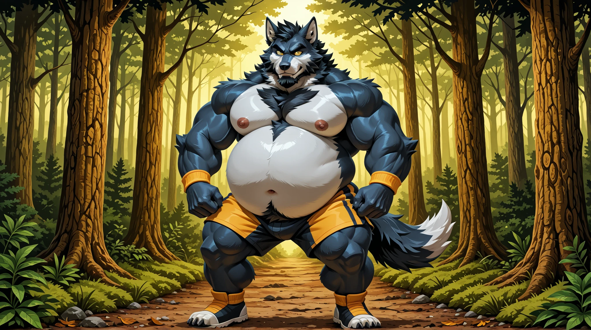 Alone, ORCBEAR, Male, muscle, intestinal muscle, big belly, calnçan, large, Male mature, old.