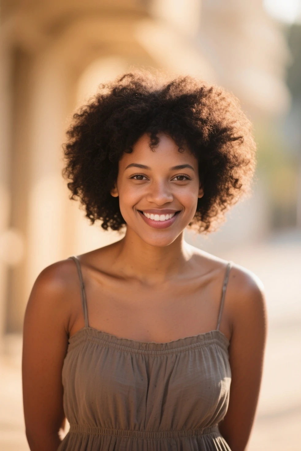 Women, black hair,long ,curly afro, white light complexion, tender, smiling, smiling eyes